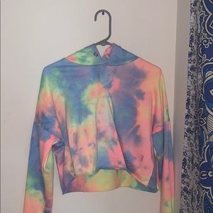 Tie-Dyed Cropped Hoodie